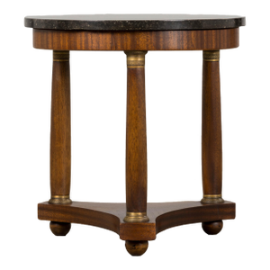 19th Century French Empire Style Mahogany Pedestal Side Table W/ Marble Top