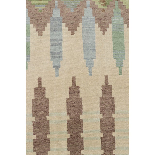 Rug & Kilim’s Scandinavian Style Rug in Beige-Brown and Blue With Geometric Patterns For Sale In New York - Image 6 of 7