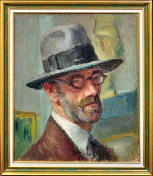 Edouard Julien, Self Portrait by the Curator of the Toulouse-Lautrec Museum, Albi, France, 1932, Oil Painting, Framed