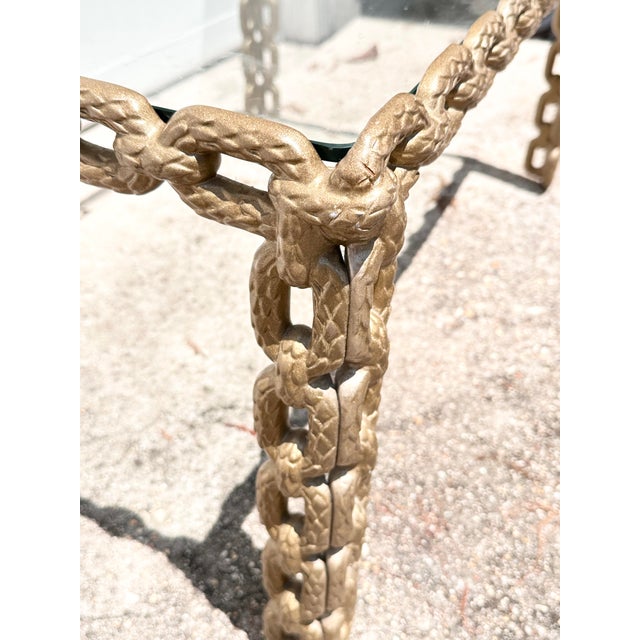 Franz West Mid-Century Modern Feathered Interlocking Chain Link Coffee Table in Gold Finish For Sale - Image 4 of 10