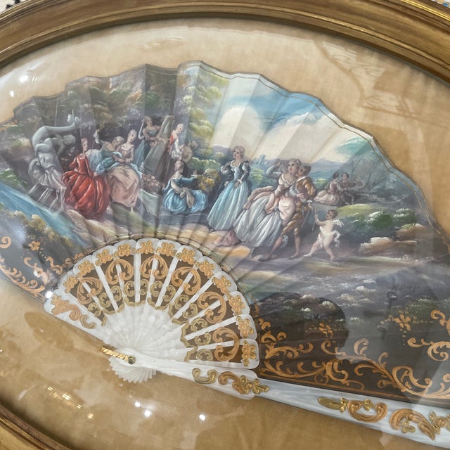 Victorian Framing Fan Represented French Scene For Sale - Image 12 of 12