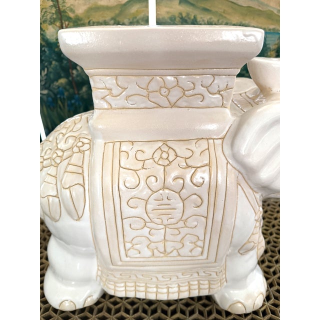 Mid Century Ceramic Elephant Garden Stool or Plant Stand For Sale - Image 9 of 13