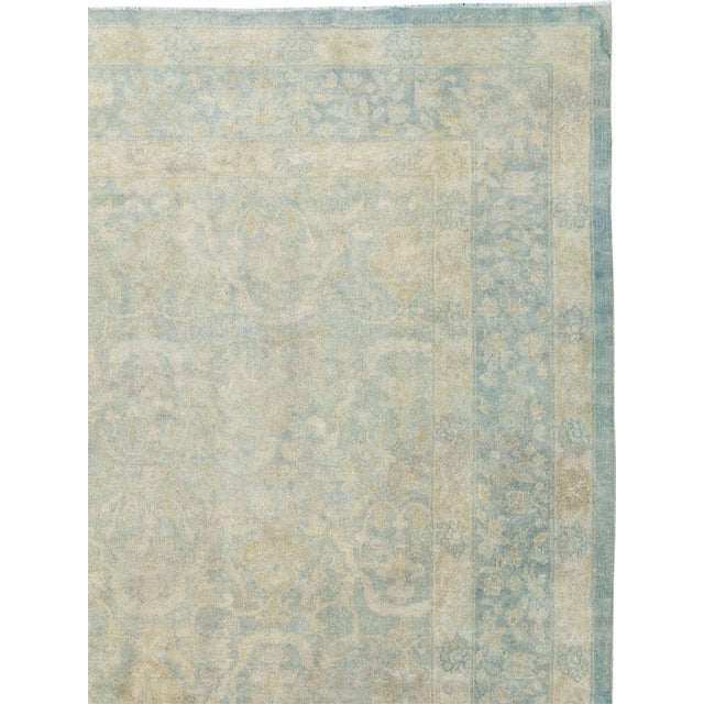 Rustic Galerie Shabab Collection Large Handmade Chinese Carpet in Seafoam Blue and Seafoam Green For Sale - Image 3 of 9