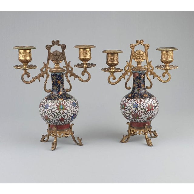 Meiji Japanese Gilt Bronze Candleholders, 1890s, Set of 2 For Sale - Image 4 of 7