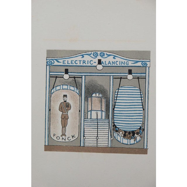 Lucien BOUCHER (1889-1971) Fairground Shops: The Electric Swing Original color lithograph On Arches wove paper, 18 x 22 cm...