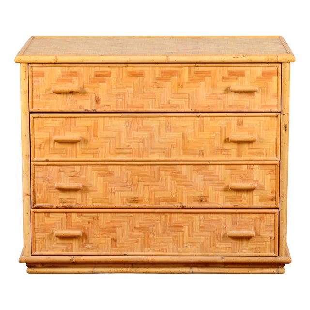Vintage Bamboo Chest of Drawers, 1970s For Sale