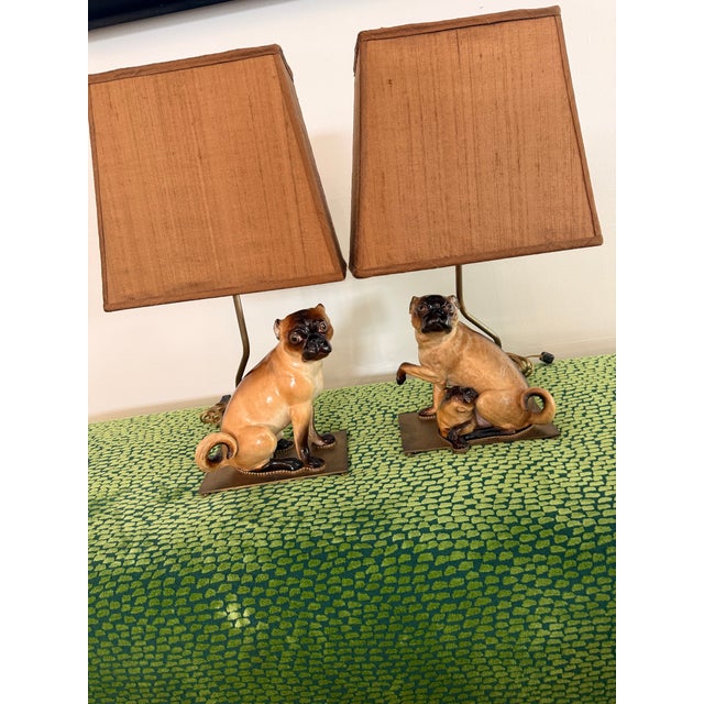 Pair Meissen Porcelain Pug Dogs & One With Child For Sale - Image 9 of 11