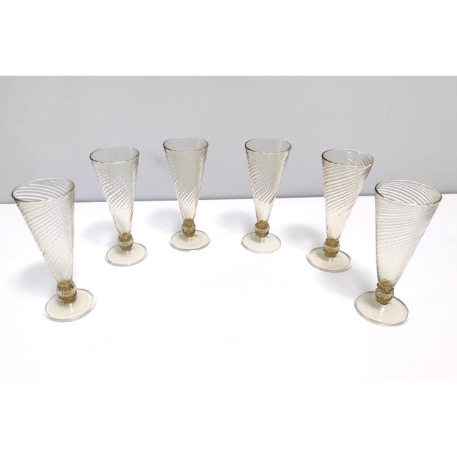 Vintage Amber Murano Drinking Glasses by Vittorio Zecchin, 1930s, Set of 6 For Sale - Image 11 of 11