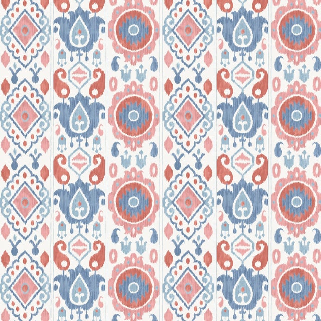 Sample - Schumacher Elizia Wallpaper in Rose & Indigo For Sale In Charlotte - Image 6 of 6