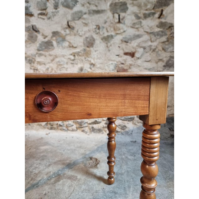 Wood Antique French Walnut Writing Table with Drawer, 1900s For Sale - Image 7 of 16