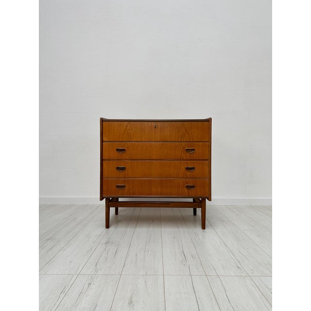 Mid-Century Modern Vintage Danish Teak Vanity Chest of Drawers, 1960s For Sale - Image 3 of 14