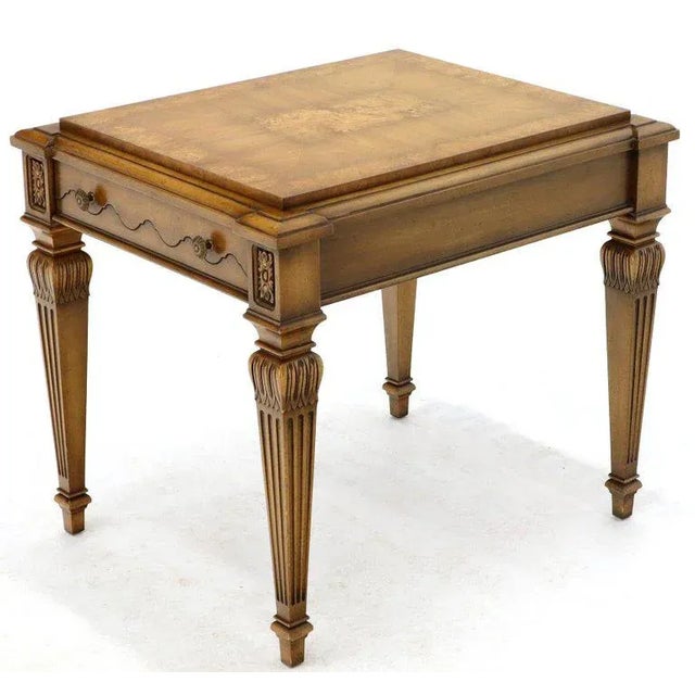 Weiman Burl Wood Top Rectangular One Drawer Side End Table Nightstand For Sale - Image 13 of 13