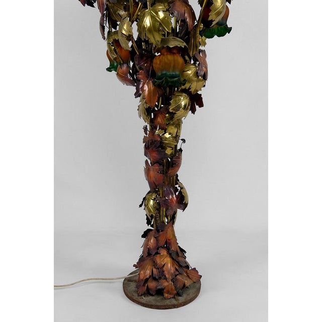 Metal Vintage Hollywood Regency Vine Floor Lamp in Patinated Metal, 1960 For Sale - Image 7 of 16