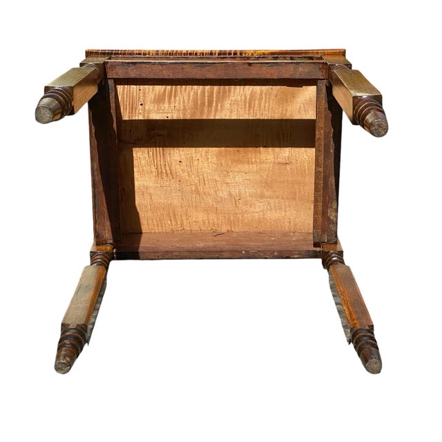Early 19th Century Antique Tiger Maple & Cherry New York One Drawer Work Table For Sale - Image 10 of 12