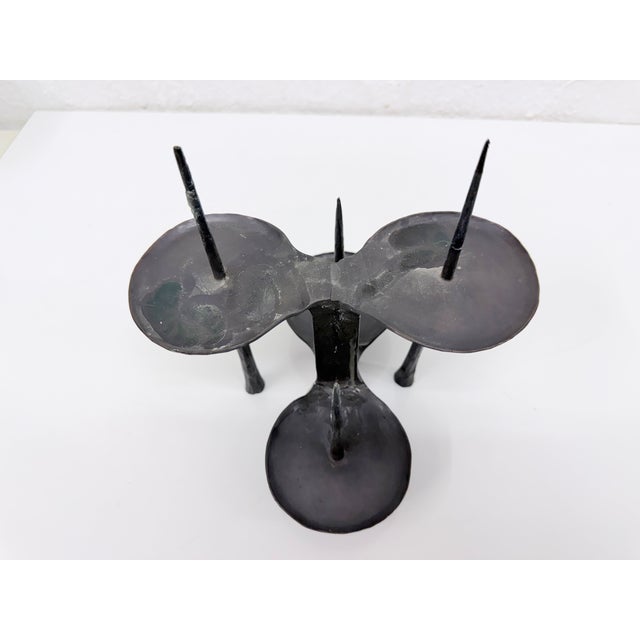 Brutalist Bronze 4-Candleholder by Manfred Bergmeister, 1970s For Sale - Image 4 of 10