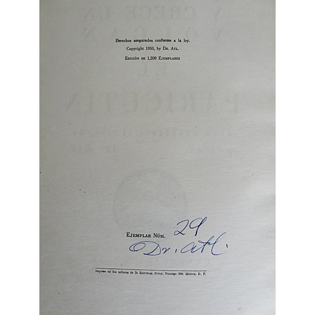 Beige "Cómo Nace Y Crece Un Volcán: El Paricutín" How a Volcano Is Born and Grows Hardcover Book Dr. Atl (Signed) Mexican Artist 1950 Spanish For Sale - Image 8 of 18