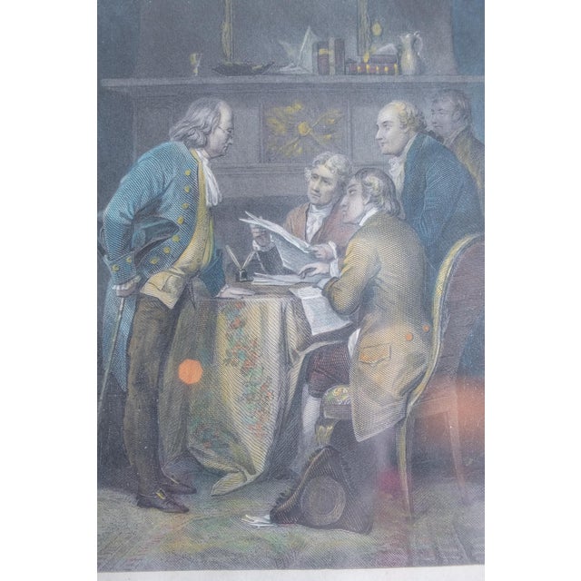 This mid 19th century hand colored engraving, portrays the Committee of Five, appointed by the Continental Congress, as...