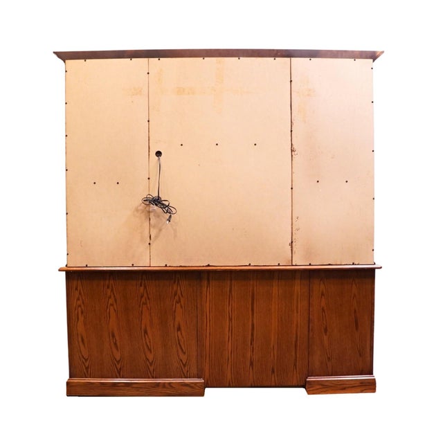 Winners Only Solid Oak Rustic Early American Country Style 74" Computer Desk W. Cabinet Storage Top For Sale - Image 17 of 18