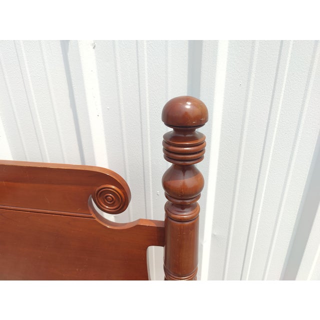 Vintage Willett Queen Size Cherry Wood Cannonball Bedframe For Sale - Image 9 of 9
