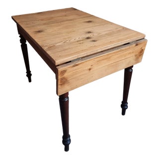 Vintage Pine Table with Extendable Side, 1930s For Sale