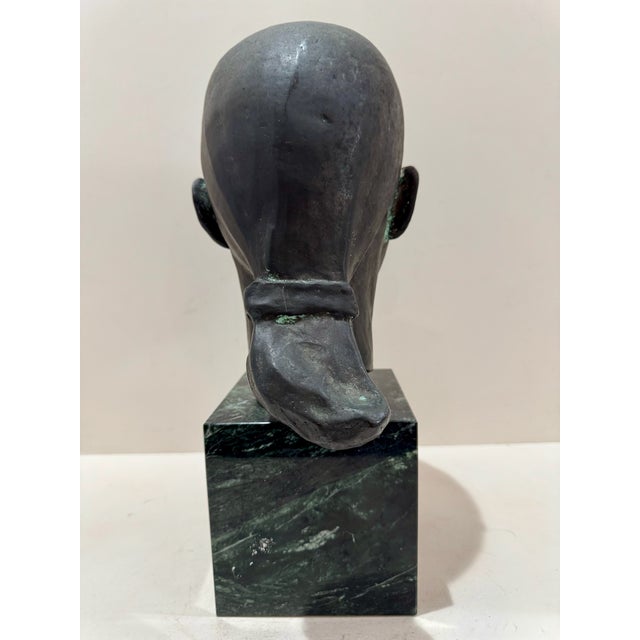 Metal Larry Mohr Verdigris Bronze Bust ''Beth'' on Marble Pedestal Sculpture Signed From Artist Estate For Sale - Image 7 of 11