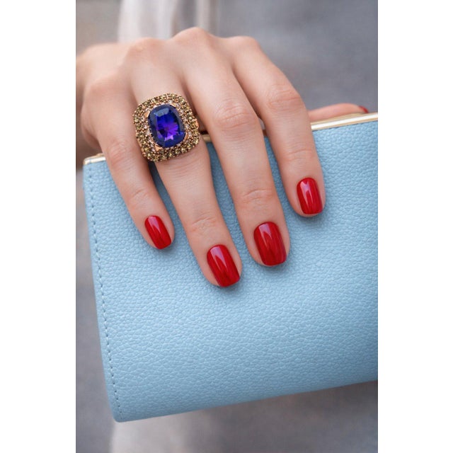 Bochic Capri Vintage 18K Gold & Silver Multi-Gem Ring with Amethyst, Circa 1990 For Sale - Image 11 of 11