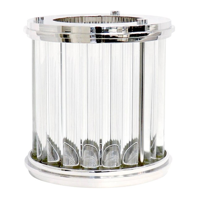 Pasargad Home Lucian Lucite & Stainless Steel Hurricane 10.5"x11" For Sale