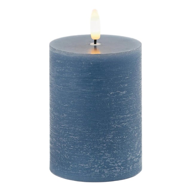 FIA Wick Blue Pillar Candle (Set of 2) For Sale