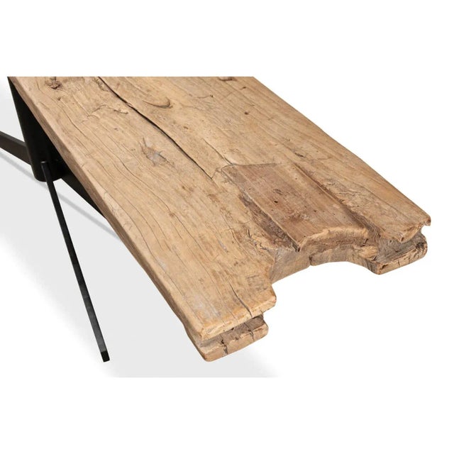 Wood Modern Plank Top Console Table For Sale - Image 7 of 12