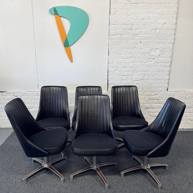 Black Set of 6 Chromcraft Swivel Dining Chairs For Sale - Image 8 of 8