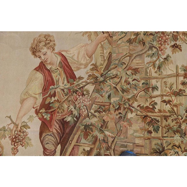 Vintage French Handmade Nature Pictorial Tapestry, Wall Hanging For Sale - Image 4 of 6