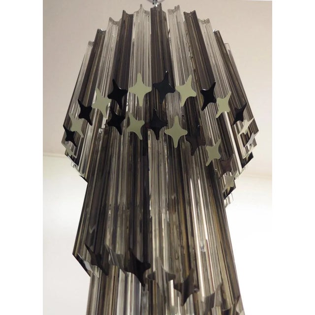 Vintage Italian Chandelier with 86 Smoked Glass Prisms, 1983 For Sale - Image 10 of 15