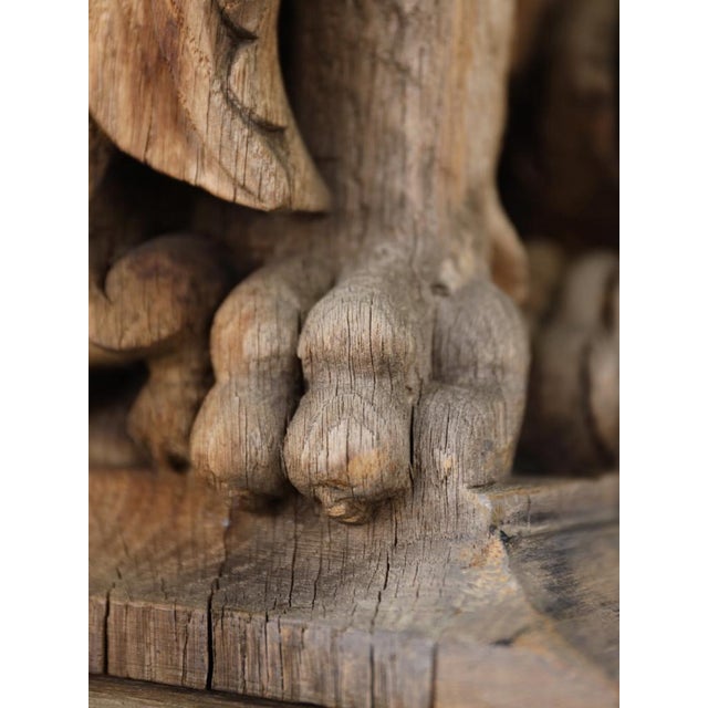 Wood 19th Century Neo-Renaissance French Heraldic Lion Sculptures, 1870s, Set of 2 For Sale - Image 7 of 18