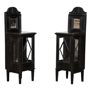 Antique English Ebonised Mahogany Glazed Display Cabinets, 1890, Set of 2 For Sale