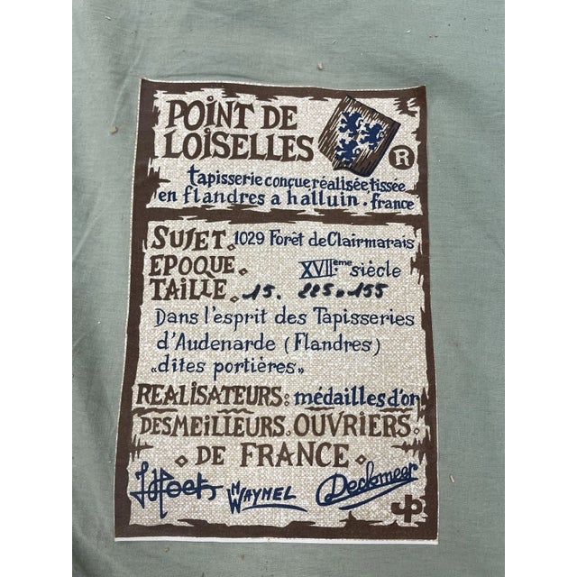 VTG French Wall Hanging Tapestry, Point De Loiselles, the Clairmarais Forest, 85" X 59" For Sale In New York - Image 6 of 6