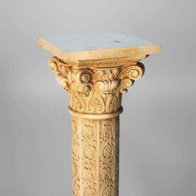 Plastic Antique Neoclassical Corinthian Style Genre Scene Sculpture Stand, Resin, C1930 For Sale - Image 7 of 12