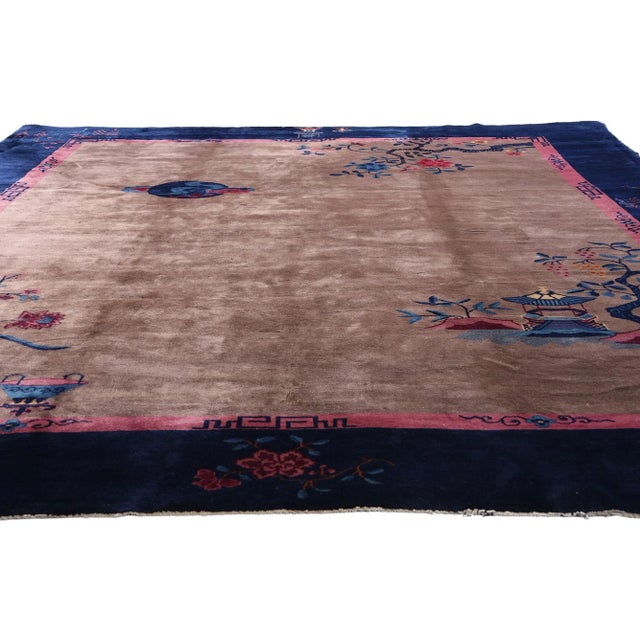 Art Deco Antique Chinese Art Deco Rug, 09'02 X 11'05 For Sale - Image 3 of 10