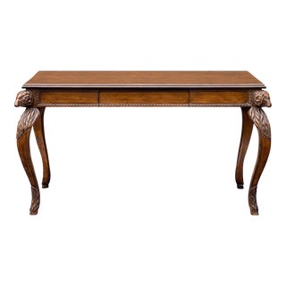 Vintage Classical Style Carved Rams Head Writing Desk For Sale