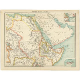 North-East Africa Map with Egypt, Abyssinia, Sudan and Somaliland, 1902 For Sale