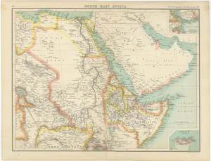 North-East Africa Map with Egypt, Abyssinia, Sudan and Somaliland, 1902