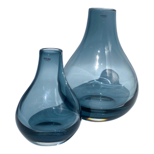 Late 20th Century Matching Pair of Hand Blown Glass Krosno Vases