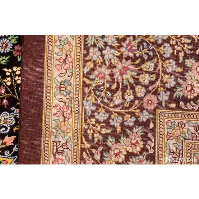 Textile Nazmiyal Collection Fine Brown Silk Persian Qum Area Rug For Sale - Image 7 of 9