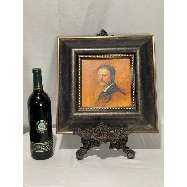 Portraiture Hand-Textured Theodore Roosevelt Portrait Print After Tade Styka in Gilt Frame For Sale - Image 3 of 11