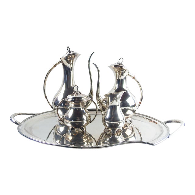 Mid 20th Century Eugen Ferner Tea and Coffee Silverplate Service - Set of 5 For Sale