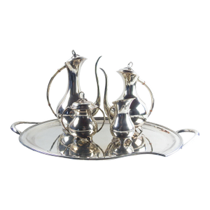 Mid 20th Century Eugen Ferner Tea and Coffee Silverplate Service - Set of 5