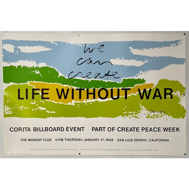 Printmaking Materials Mary Corita (Sister Corita) Kent, Vintage Original Poster Sister Corita Kent Lithograph Pop Art "Life Without War", 1985 For Sale - Image 7 of 8