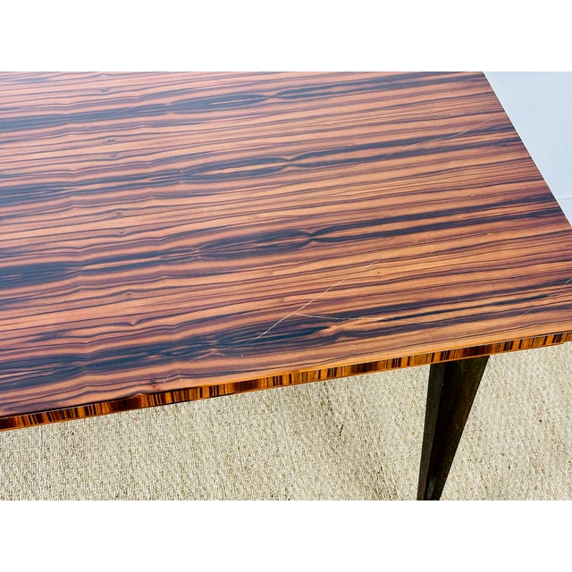 Art Deco Modernist Zebrawood Dining Table, France, 1950s For Sale - Image 9 of 18