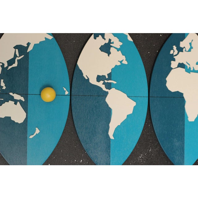 Mid Century Modern Art Abstract World Map Witco Wall Sculpture Painting For Sale - Image 4 of 10