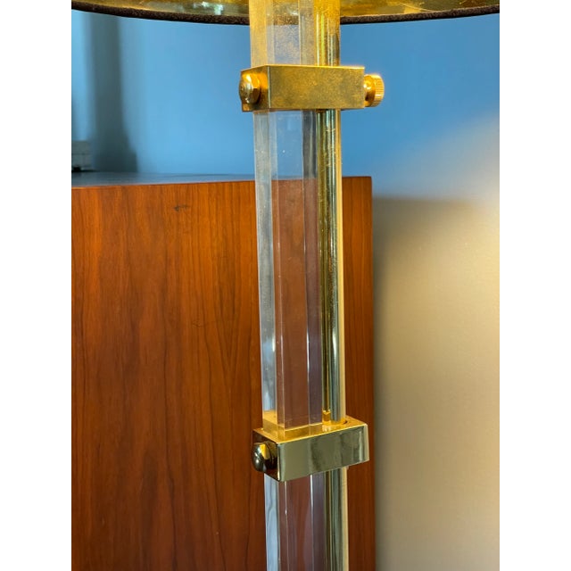 Regency Style Brass & Acrylic Glass Adjustable Floor Lamp, 1970s -A Pair For Sale - Image 10 of 12