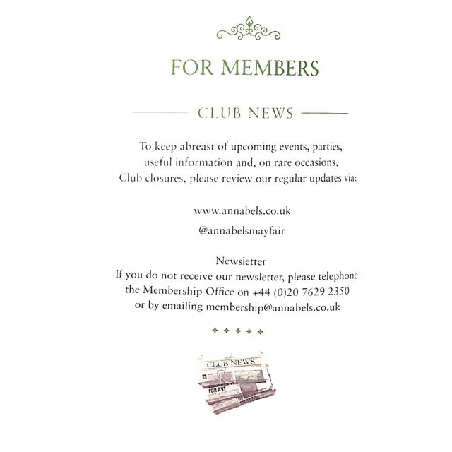 Annabel’s Club London Private Members' Box W/ Rule Book/ Card Holder & Member's Card 2018 For Sale - Image 12 of 16